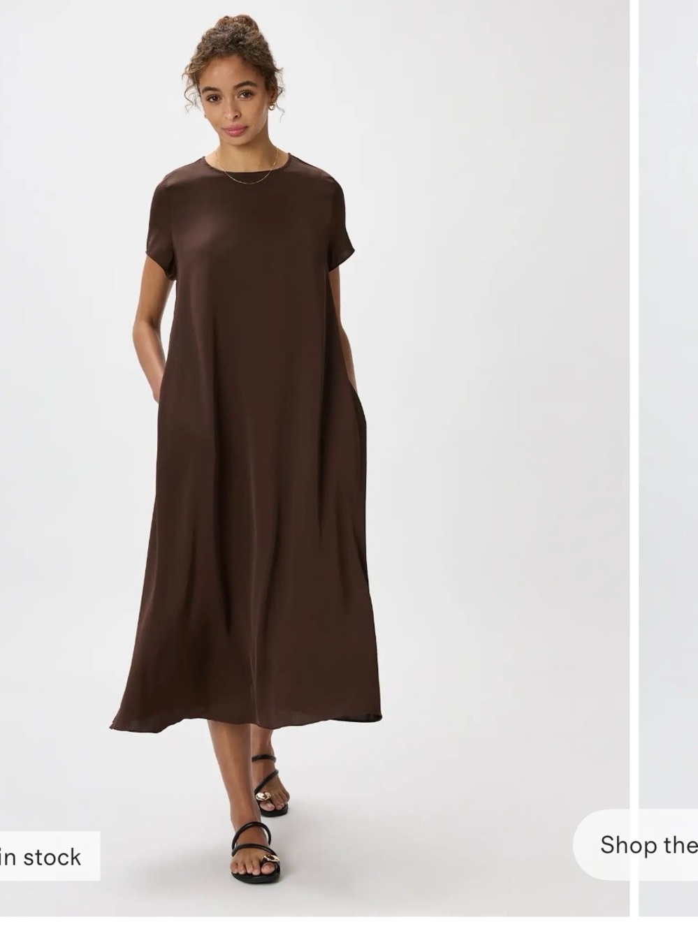 Quince Washable Stretch Silk Voluminous Maxi Dress - Brown